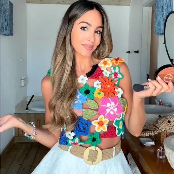 NWT Zara Floral Crochet Crop Top - Picture 4 of 16